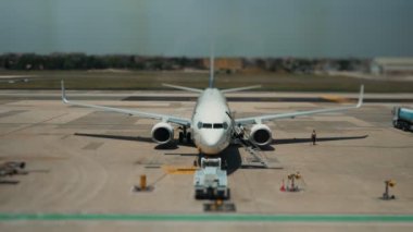 Plane is preparing to flight. Time-lapse video.