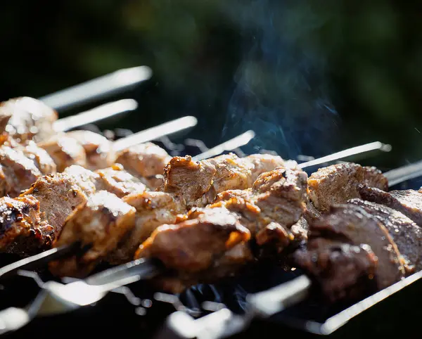 Chutný Vepřový Shashlik Grilu — Stock fotografie