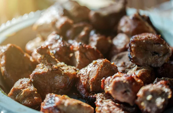 Tasty Pork Shashlik Table — Fotografia de Stock