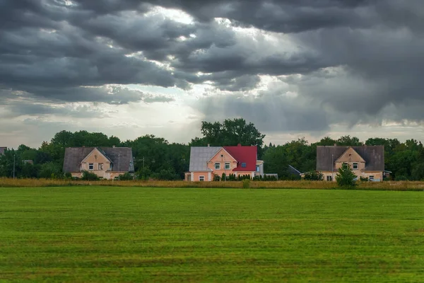 Abandoned Village Three Houses Meadow — Photo