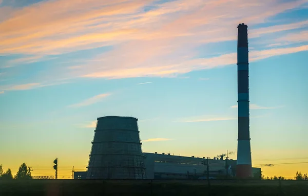 Tepelné Elektrárny Tallinnu Západ Slunce — Stock fotografie
