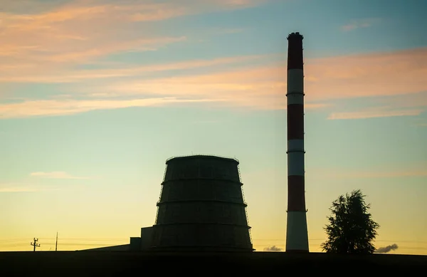 Tepelné Elektrárny Tallinnu Západ Slunce — Stock fotografie