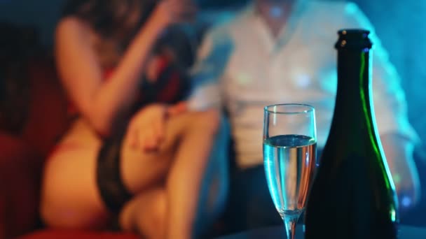 Woman Flirting Man Strip Club — Stock video