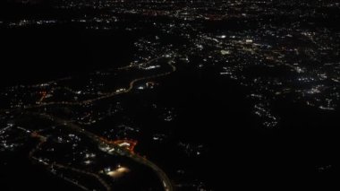 City at night from an airplane. Naples, italy.