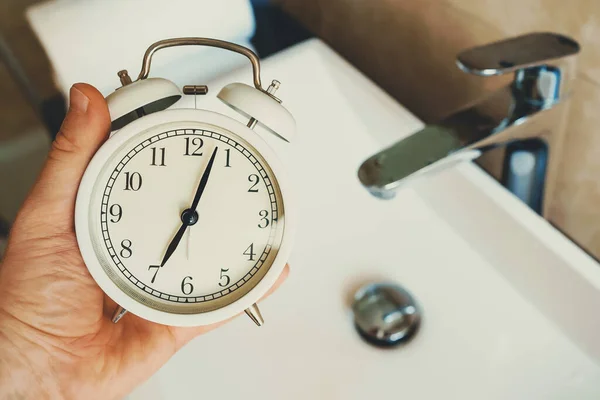 Clock Shows Time Wash Brush Your Teeth — Stok fotoğraf