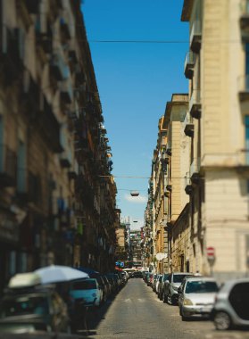 Typical italian street in Naples town, Italy.
