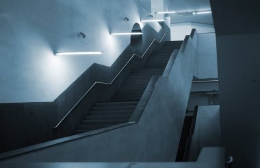 Underpasses inside a metro station in Naples, Italy.