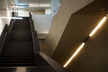 Underpasses inside a metro station in Naples, Italy.