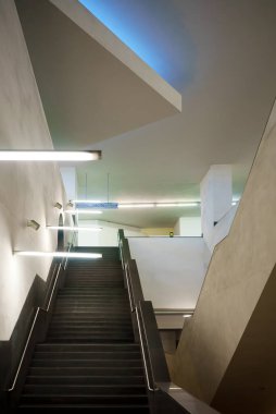 Underpasses inside a metro station in Naples, Italy.