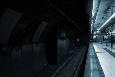 Empty metro station in Naples, Italy.