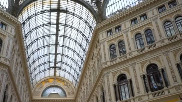 Galleria Umberto Shopping Gallery Στη Νάπολη Ιταλία — Αρχείο Βίντεο