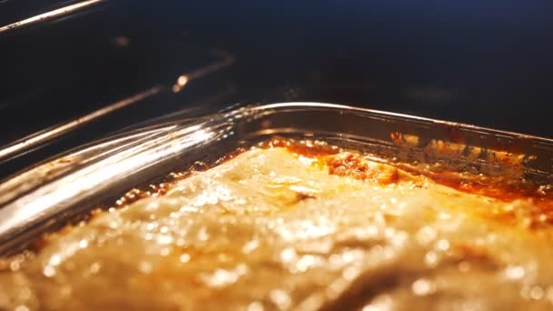 Italian Lasagna Baking Glass Casserole — Stockvideo