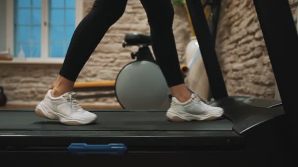 Woman Jogging Treadmill Gym — Stockvideo