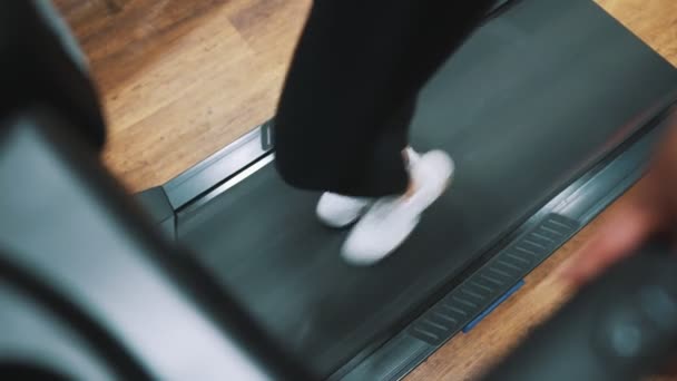 Woman Jogging Treadmill Gym — Video Stock