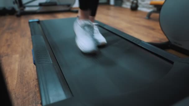 Woman Jogging Treadmill Gym — Wideo stockowe