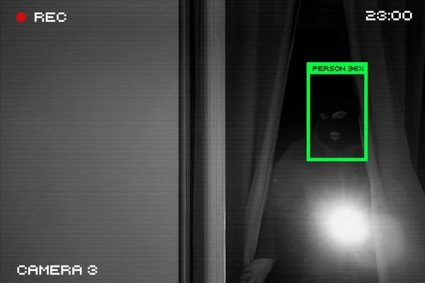 Caméra Surveillance Détermine Effraction Dans Maison Reconnaissance Faciale — Photo