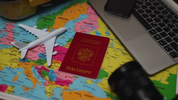 Pas Ruské Federace Mapě Evropy Cestovní Koncept — Stock video