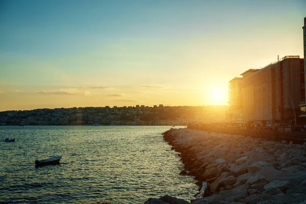 Pohled Neapol Moře Při Západu Slunce — Stock fotografie