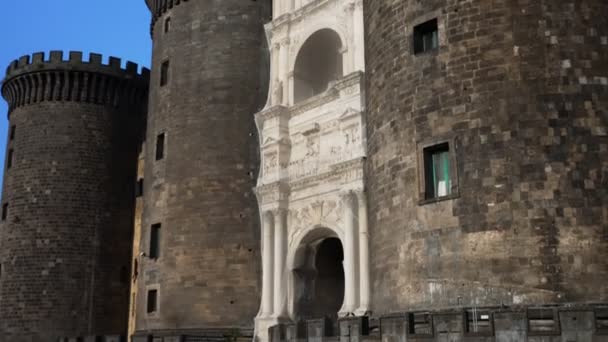 Castel Nuovo Eller Maschio Angioino Medeltida Slott Ligger Neapel Italien — Stockvideo