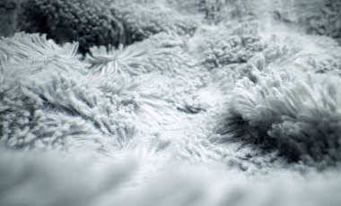 Açık gri sentetik kürk ayrıntıları. Makro görünüm.