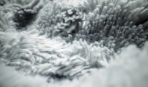 Light Grey Synthetic Fur Details Macro View — Stock Photo, Image