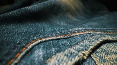 Denim mavi kot kumaş kumaşı. Yakın plan..