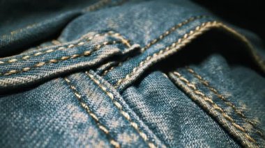 Denim mavi kot kumaş kumaşı. Yakın plan..