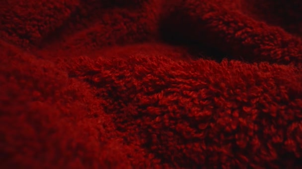 Textura Tejido Toalla Rizo Suave Rojo — Vídeo de stock