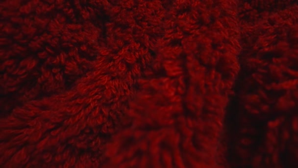 Textura Tecido Toalha Terry Macio Vermelho — Vídeo de Stock