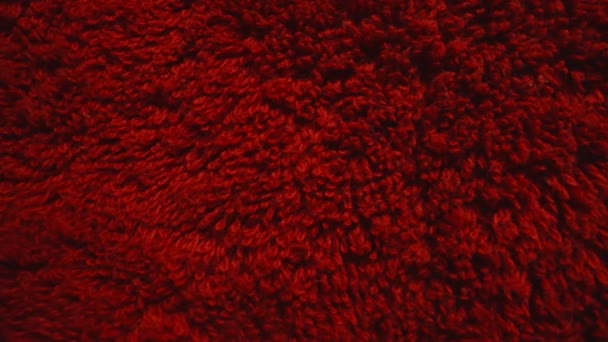 Textura Tecido Toalha Terry Macio Vermelho — Vídeo de Stock