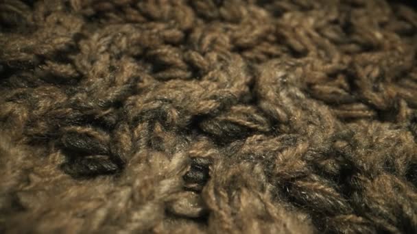 Gebreide Warme Wollen Stof Textuur Close — Stockvideo