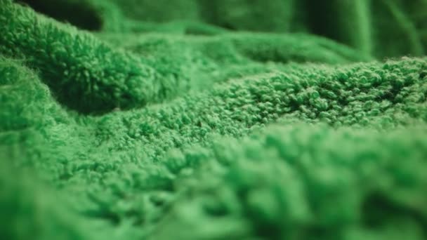 緑の柔らかいテリータオルの織物の質感 — ストック動画