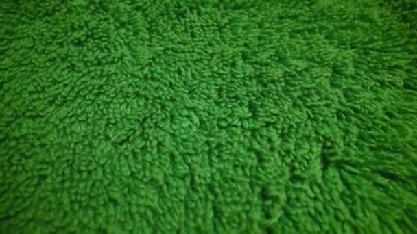 Textura Tecido Toalha Terry Macio Verde — Vídeo de Stock