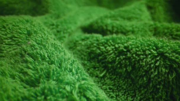 Textura Toalla Rizo Suave Verde Textil — Vídeo de stock