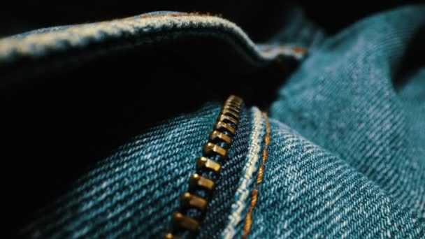 Denim Azul Jeans Textura Tecido Close — Vídeo de Stock