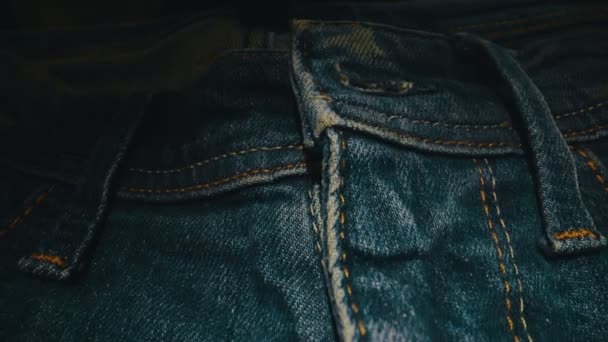 Denim Azul Jeans Textura Tecido Close — Vídeo de Stock