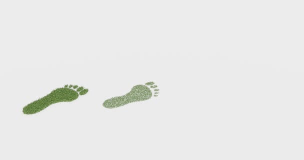 Πράσινο γρασίδι ανάπτυξη πατημασιές, 3D animation σε λευκό φόντο — Αρχείο Βίντεο