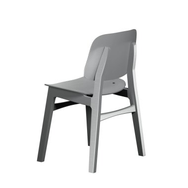 Modern gri metalik mutfak sandalyesi beyaz arkaplanda izole edildi