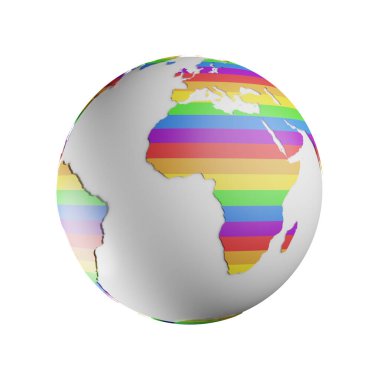 Eşcinsel Gururu renginde 3d Globe izole edildi