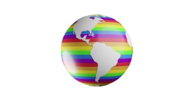 Eşcinsel Gururu renginde 3d Globe. döngü izole animasyonu