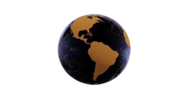 Ícone do globo com sombras suaves e mapa branco dos continentes do mundo. animação 3d loop — Vídeo de Stock