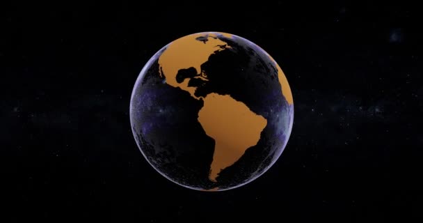 Globe icoon met gladde schaduwen en witte kaart van de continenten van de wereld. lus 3d animatie — Stockvideo