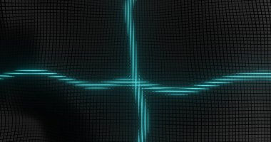 Mavi ışıklı 3d siyah soyut geometrik arkaplan