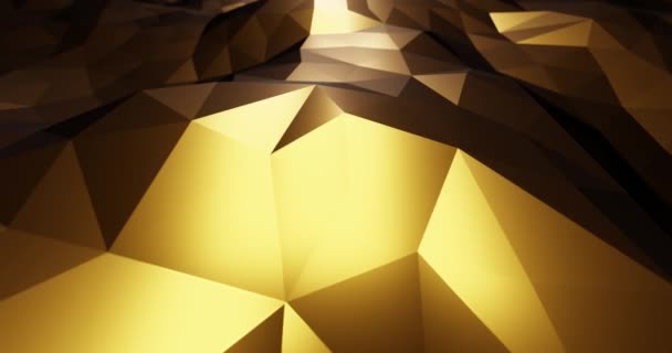 3D анимация золотого абстрактного геометрического фона — стоковое видео