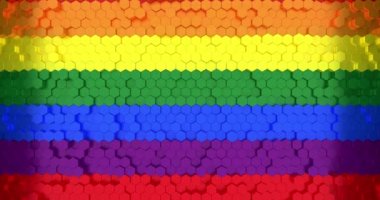 3D renkli canlı arkaplan bal peteği hücreleri rastgele hareket ediyor, pürüzsüz döngü.