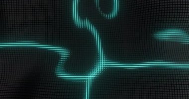 Mavi ışıklı siyah soyut geometrik arkaplanın 3d animasyonu