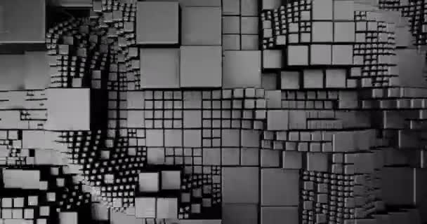 3d анимация черного абстрактного геометрического фона блоков. Бесшовный цикл — стоковое видео
