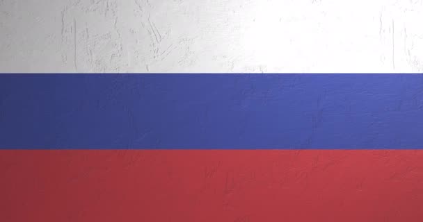 Kavramsal 3d video animasyonu. Bayrağa boyanmış yumruk Rus bayrağıyla duvarı yıkıyor. — Stok video