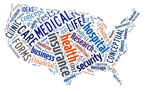 Wortwolke mit medizinischen und Versicherungsbedingungen — Stockfoto