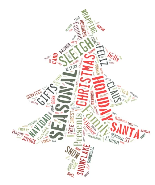 Word Cloud che mostra le parole che trattano del periodo natalizio — Foto Stock